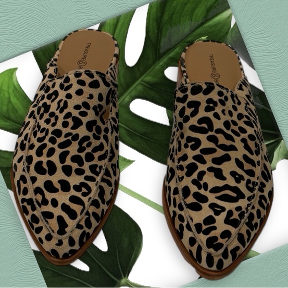Treasure & Bond Leather Kallie Animal Print Cheetah Mules Slip-On Slides Size 8M - Picture 2 of 7